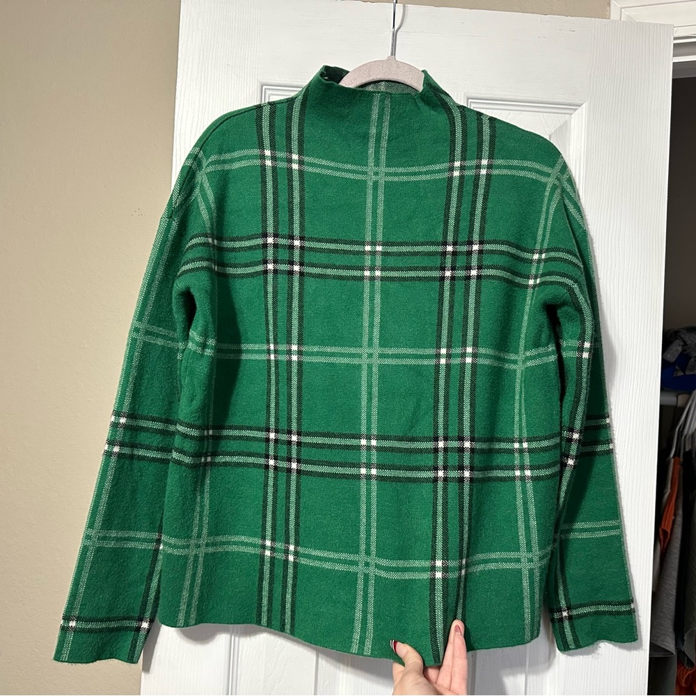 Nicole Miller Green Plaid Turtleneck Sweater